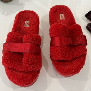 Red Ugg Platform slippers size 8